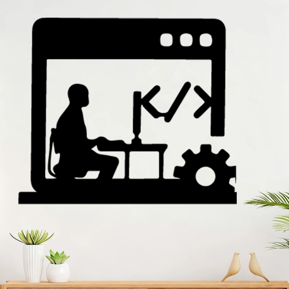Tech Office Wall - Modern Kod Ustası Metal Duvar Sanatı