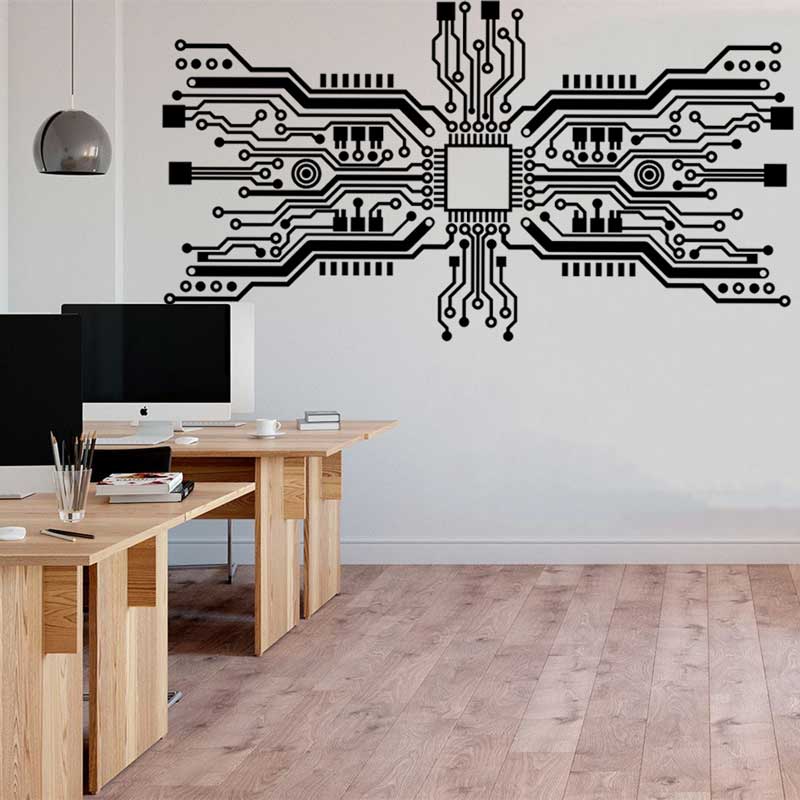 Tech Office Wall - Devre çipi duvar Sticker teknoloji CPU