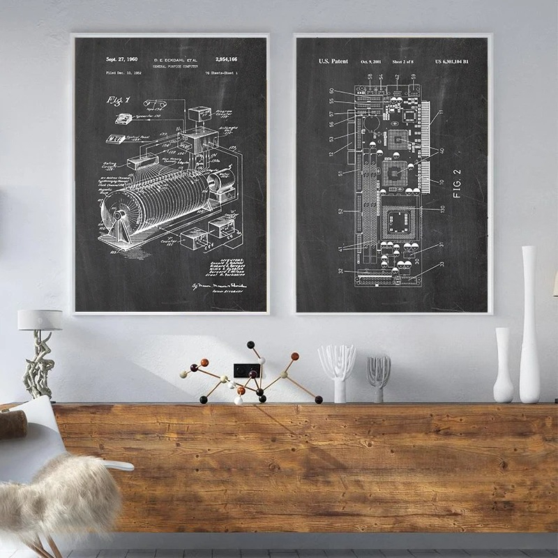 6 Adet Vintage Bilgisayar Pate - Tech Office Wall incelemesi ve fiyatı