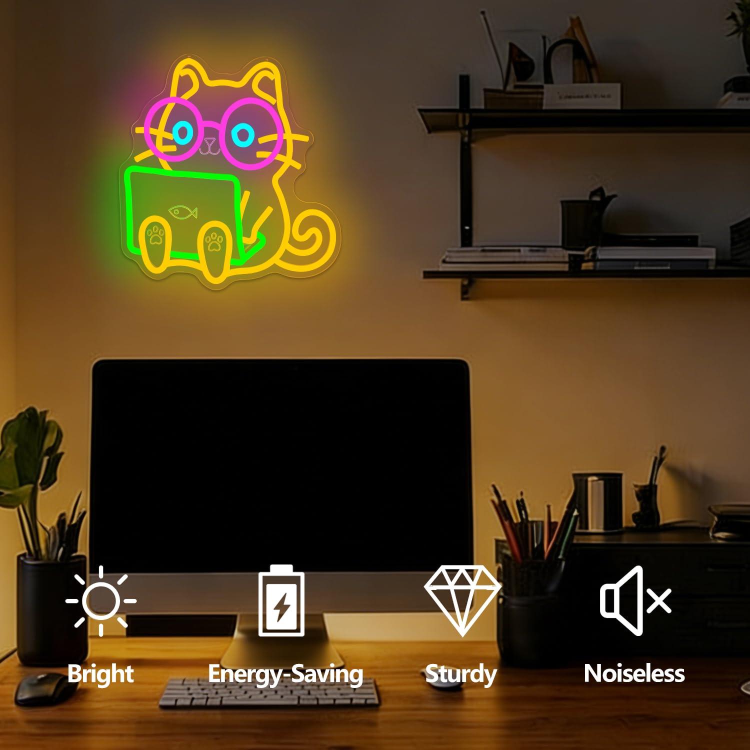 Kedi dizüstü bilgisayar Neon t - Tech Office Wall incelemesi ve fiyatı
