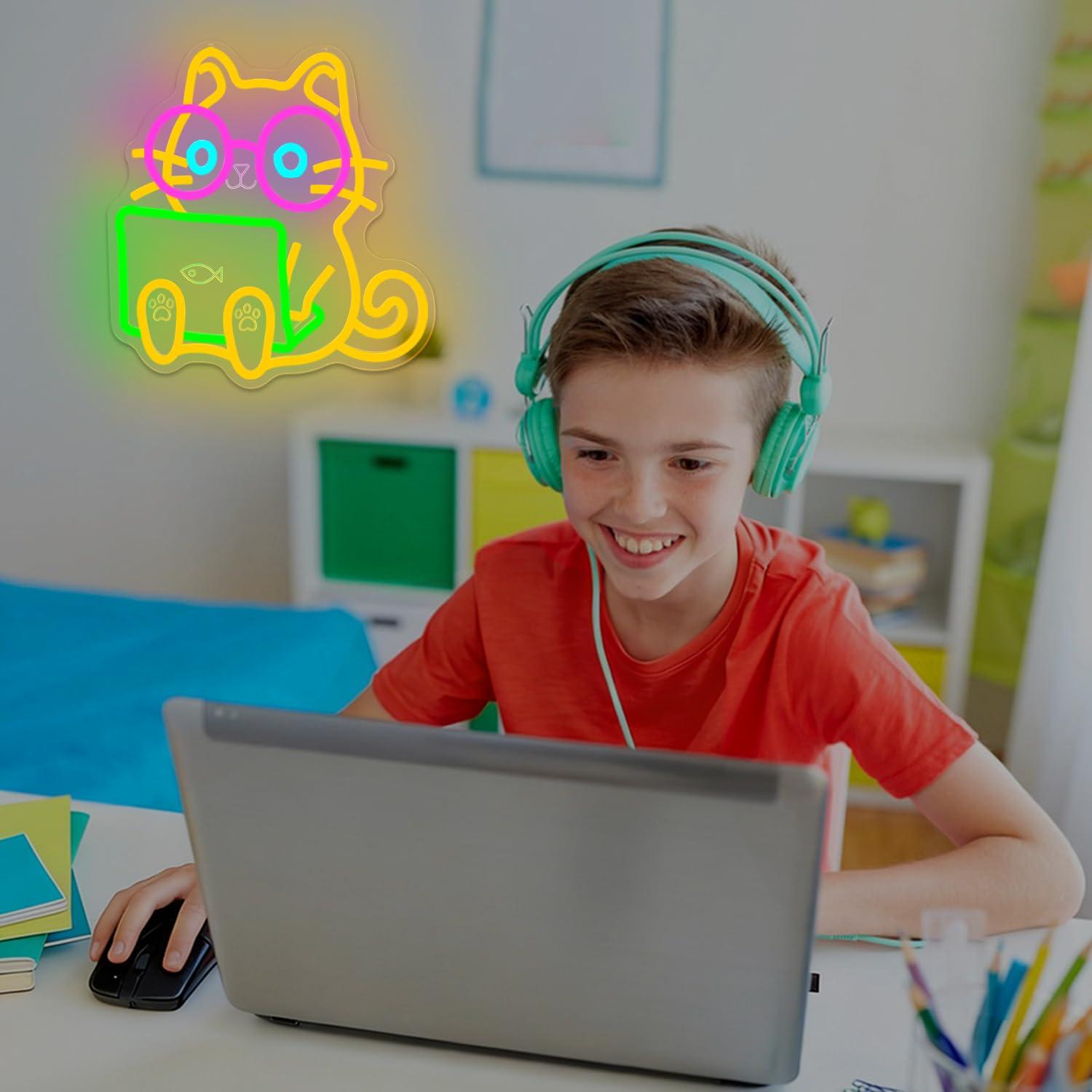 Kedi dizüstü bilgisayar Neon t - Tech Office Wall incelemesi ve fiyatı