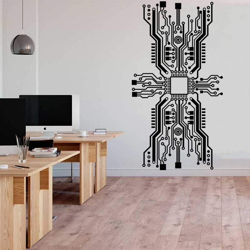 Devre çipi duvar Sticker tekno - Tech Office Wall incelemesi ve fiyatı